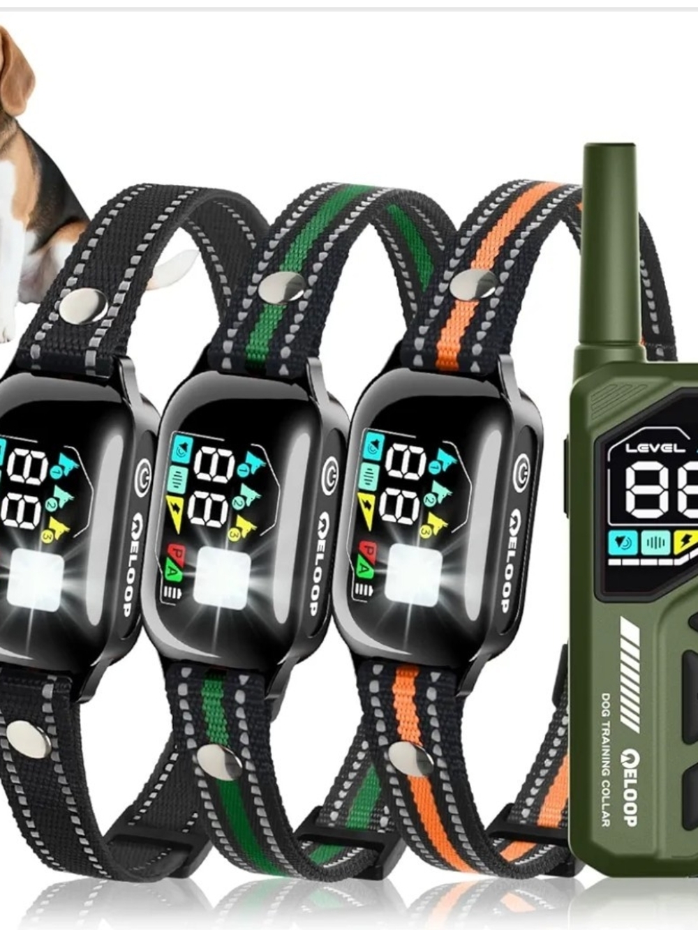 ELoop Dog Training Shock Collar Remote 3300FT IPX7 Rechargeable 3 Dog 5-120lb